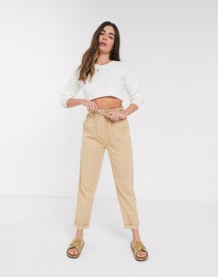 tan tapered trousers