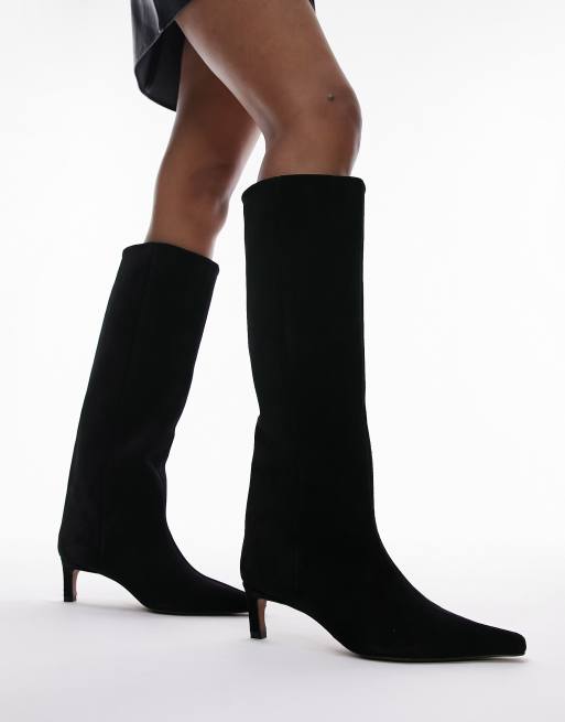 Topshop Tara Bottes larges montantes à talon mi-haut et bout