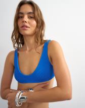 Topshop Tara scoop bikini top in blue