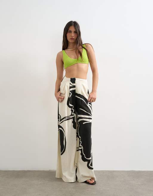 Topshop - Tara - Top bikini color lime con scollo rotondo