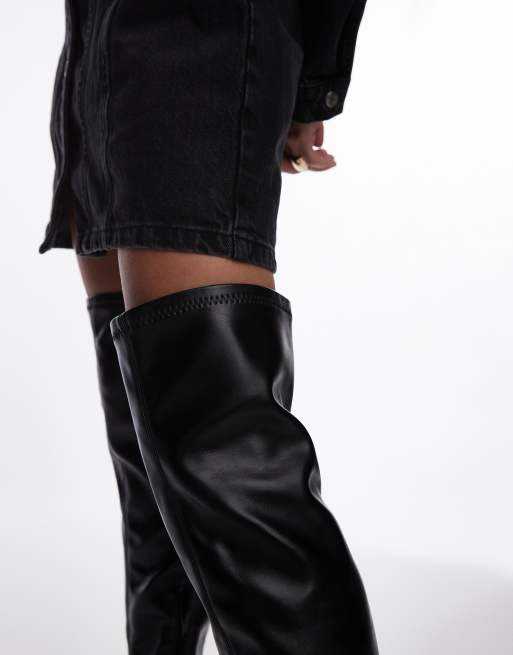 Topshop - Tash - Over-de-knie laarzen met hak in zwart, 4 van 4