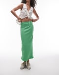 [Topshop] Topshop tassel hem midi skirt in green 16 GREEN