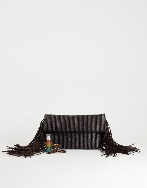 asos leather backpack with oversized tassel Suede Large Taupe Fringed Crossbody/ Waist Bag  Amelia Rose Accessories making it a must Topshop Tassel oversized weave clutch
