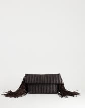 Topshop Tassel weave clutch bag in chocolate