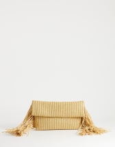 Topshop Tassel weave clutch bag in natural