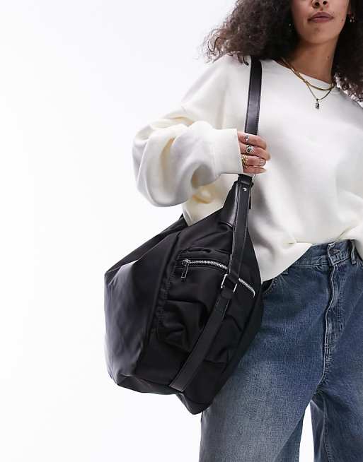Pocket Detail Nylon Tote Pocket Detail Nylon Tote