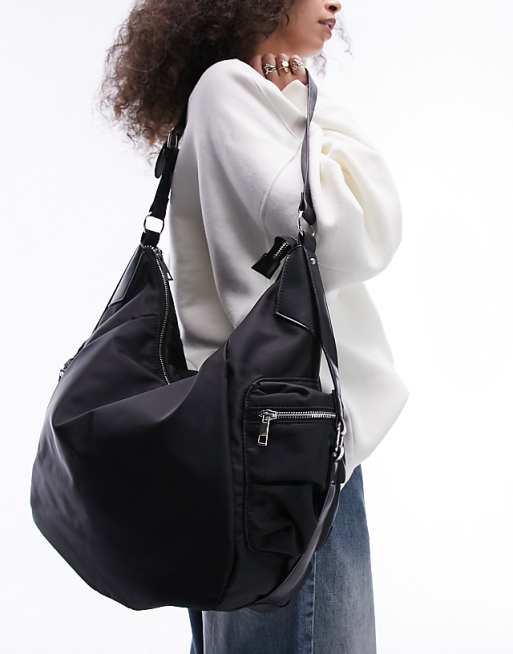 Pocket Detail Nylon Tote Pocket Detail Nylon Tote