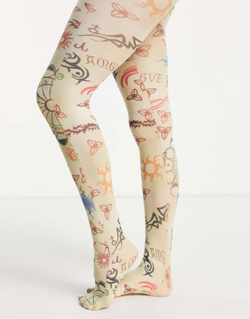 Topshop tattoo printed tights