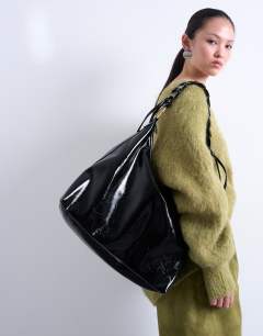 Tatum whipstitch tote bag in black