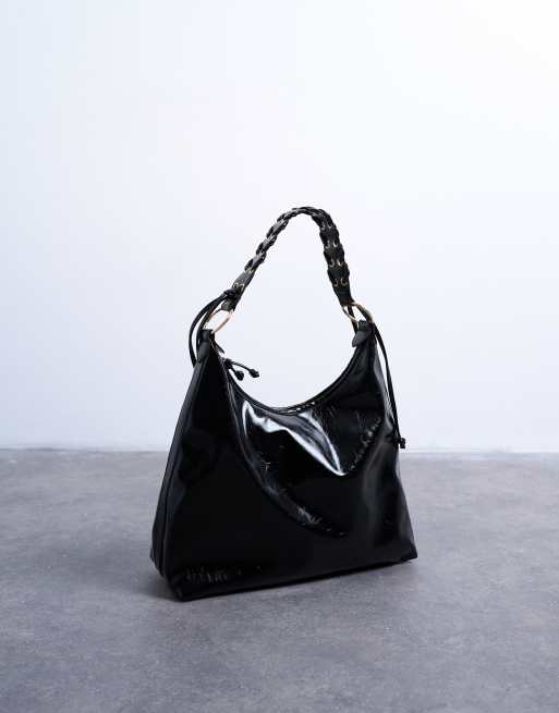 Topshop Tatum whipstitch tote bag in black
