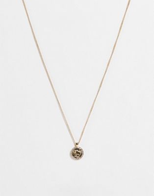 Topshop Taurus crystal pendant necklace in gold