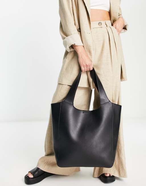 Topshop - Tayla - Oversized sort tote-taske med lommedetalje