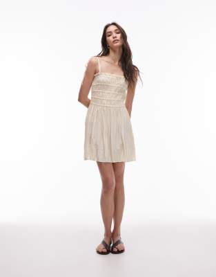 Topshop Technical Crinkle Shirred Bust Mini Dress