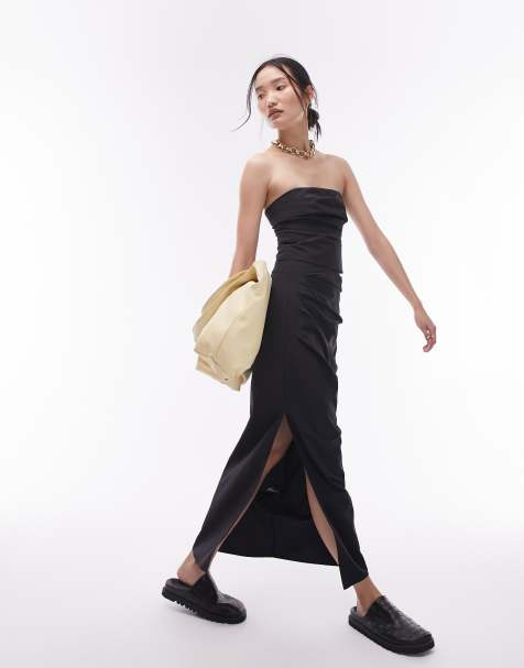 Topshop technical fabric maxi column skirt set in black - view 1