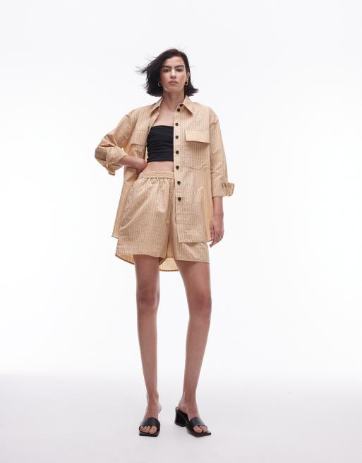 Topshop technical pinstripe shorts in sand - part of a set