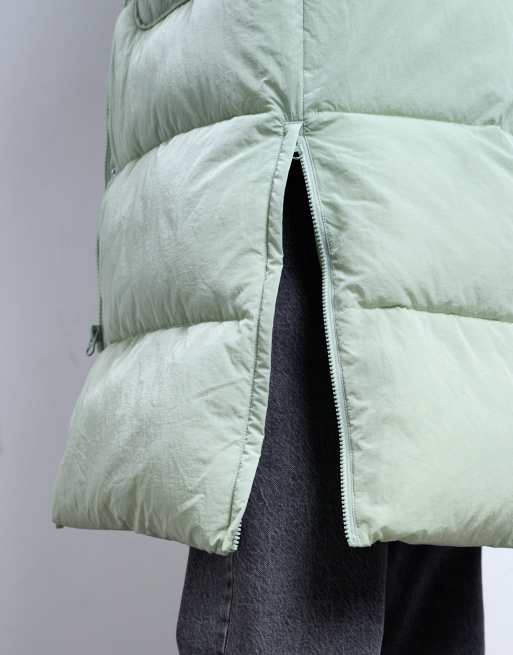 Topshop – Technische Longline-Pufferjacke in Salbeigrün, 3 von 4