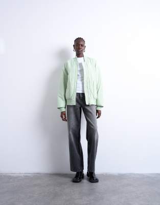 Topshop Techy Bomber Jacket In Green