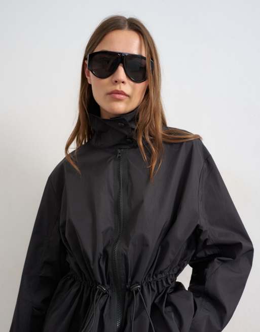 Topshop techy drawcord waist jacket in black, 3 of 4