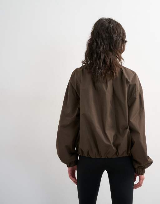 Topshop techy drawstring waist jacket in brown, 4 of 4