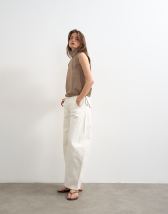 Topshop techy funnel drawstring hem top in mocha