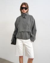 Topshop techy funnel neck jersey track top in slate - CHARCOAL