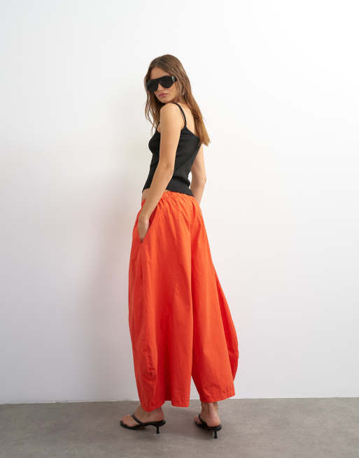 Topshop techy horseshoe trouser in red, 4 of 5