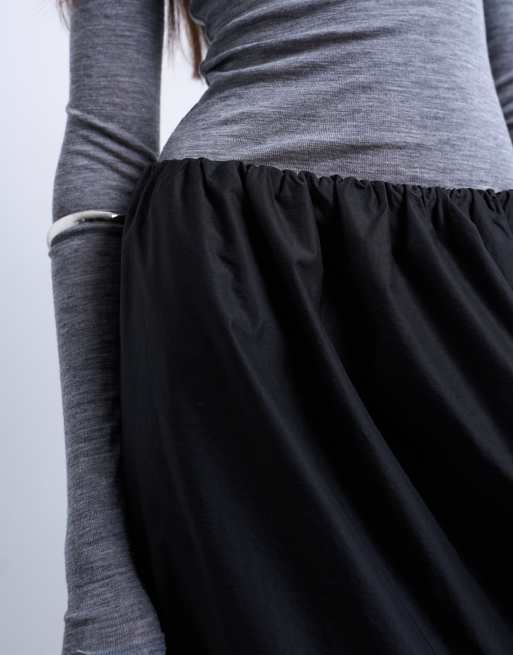 Topshop techy seam detail bubble hem maxi skirt in black, 5 of 5