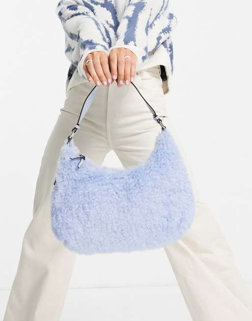 Topshop blue store fur bag