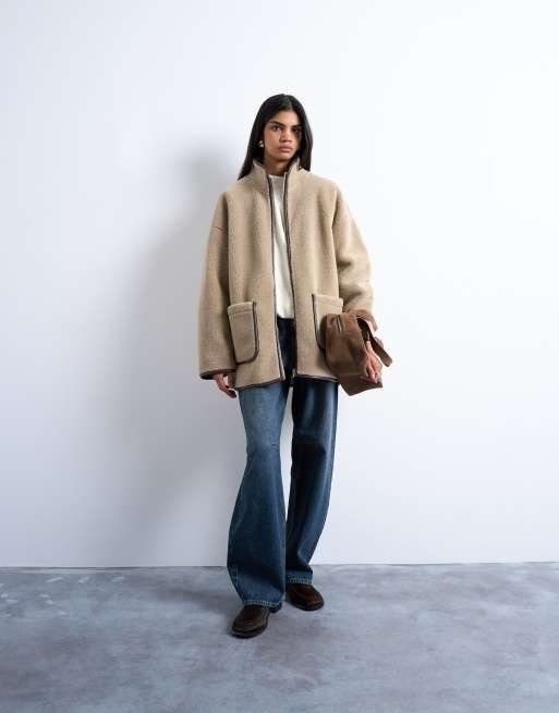 Topshop – Teddyjacka i lång modell med hög halsringning, 2 av 4