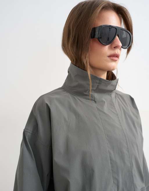 Topshop teknisk trøje med ståkrave i skifergrå - CHARCOAL, 3 af 4
