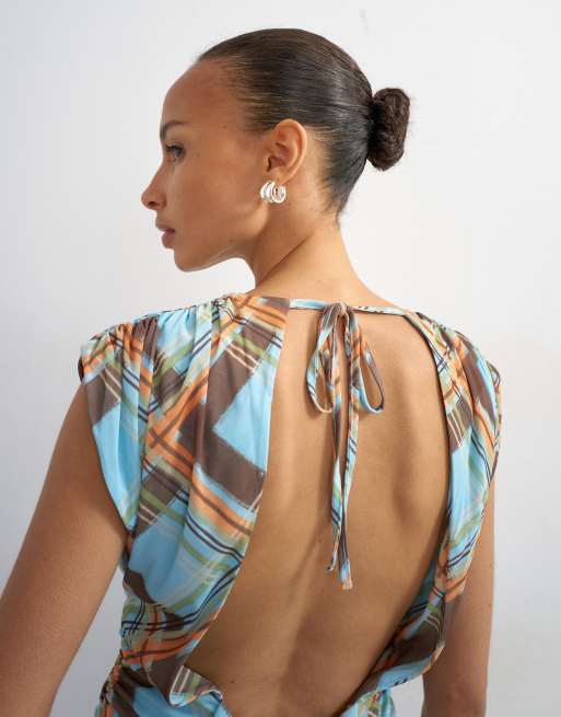 Topshop - Ternet top med drapering bagpå og multifarvet print, 3 af 4