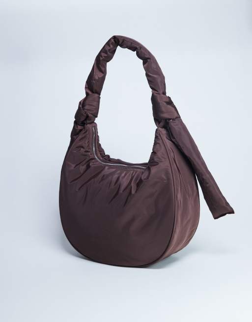 Topshop - Terry - Borsa da spalla in nylon color cioccolato con tasche con zip, 4 di 4