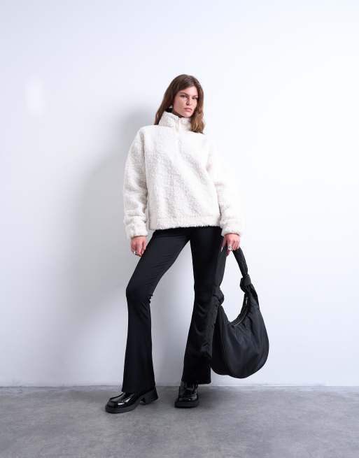 Topshop – Terry – Nylon-Schultertasche in Schwarz mit Reißverschlusstasche, 3 von 4