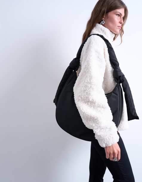 Topshop Terry nylon shoulder zip pocket bag in black - view 1