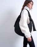 [Topshop] Topshop Terry nylon shoulder zip pocket bag in black One Size BLACK