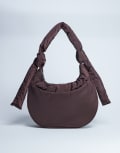 [Topshop] Topshop Terry nylon shoulder zip pocket bag in chocolate-Brown One Size Chocolate