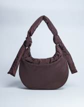 Topshop Terry nylon shoulder zip pocket bag in chocolate