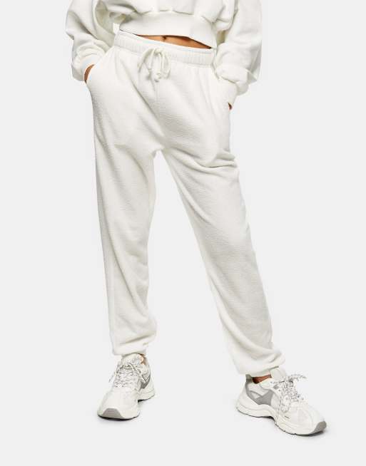 Topshop terrycloth sweatpants in white ASOS