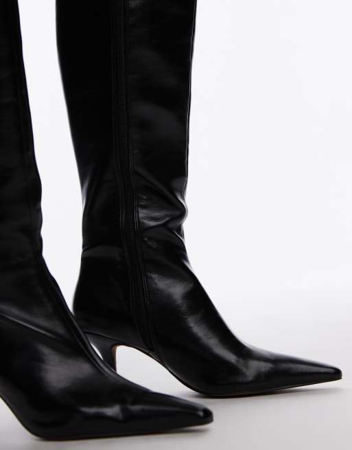 Topshop Tessa high heeled knee high boots in black, 4 of 4