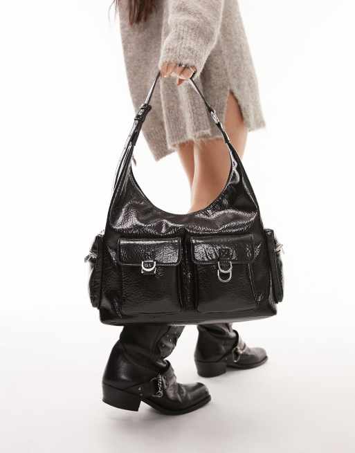 Black Leather Hobo Bag - Slouchy Leather Purse For Women