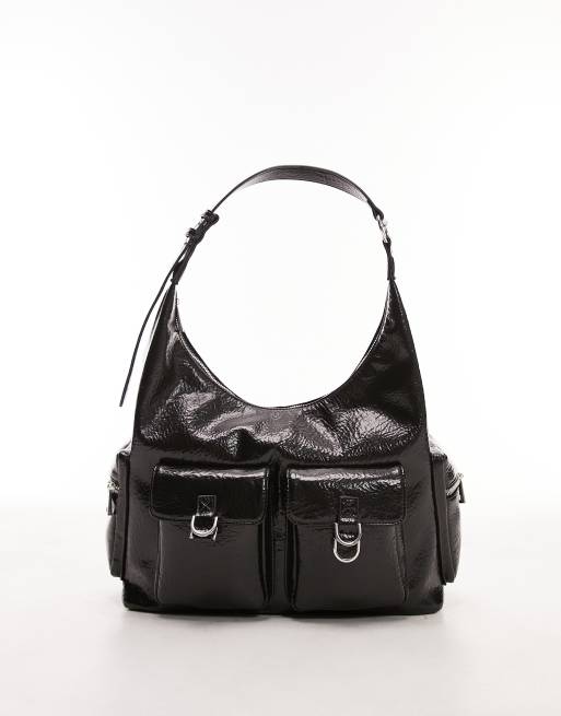 Topshop double pocket faux leather hobo sale