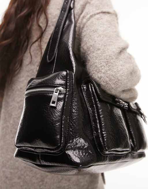 Calvin Klein Women's Holly Top Zip Shoulder Bag, Black Croco, One Size:  : Fashion