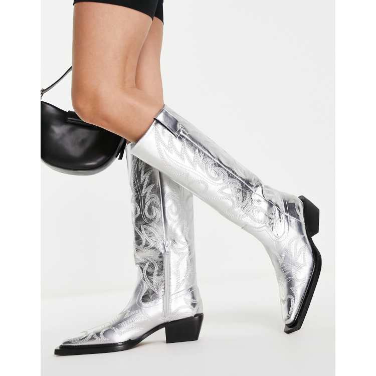 Topshop white cowboy store boots