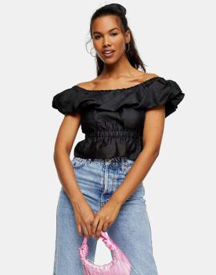 asos black bardot top