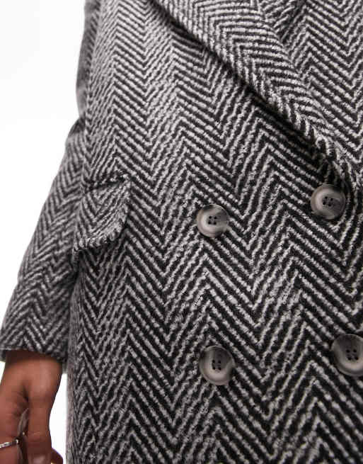 Topshop textured blazer coat in monochrome