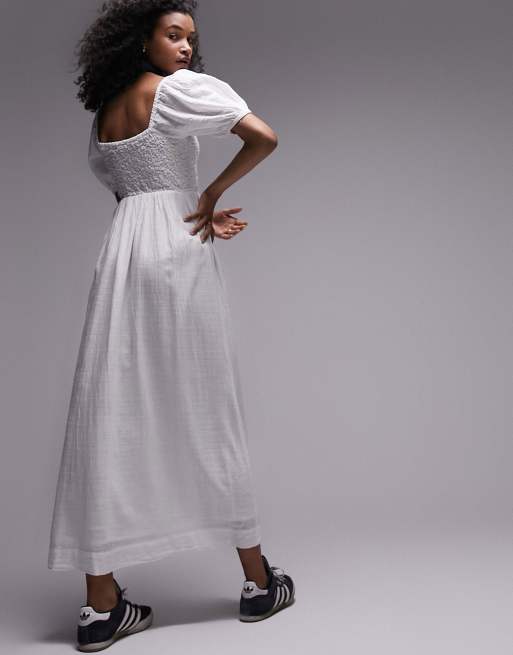 Topshop textured bust maxi dress in ivory