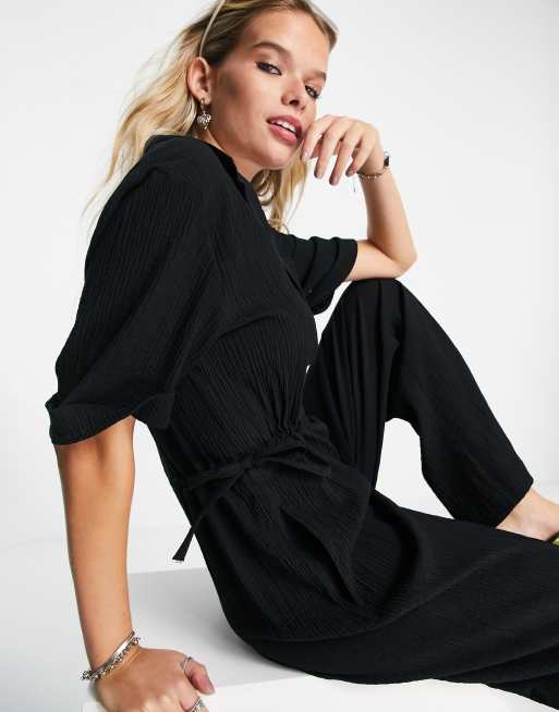 Black deals drawstring jumpsuit