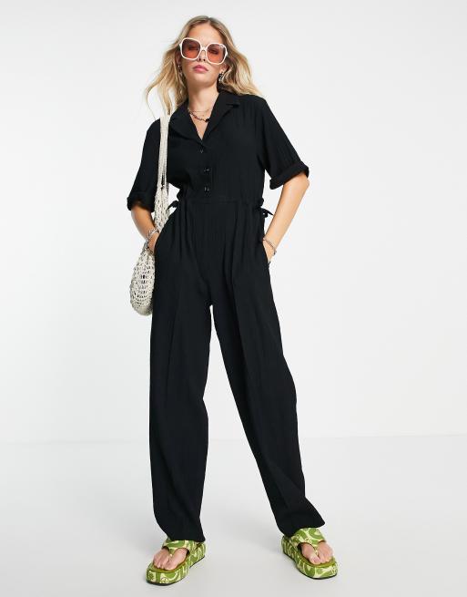 Black drawstring sale jumpsuit