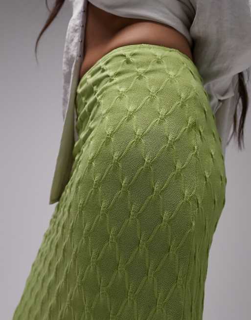 Topshop textured maxi skirt in olive