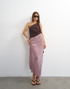 Textured mesh maxi skirt co-ord in mauve